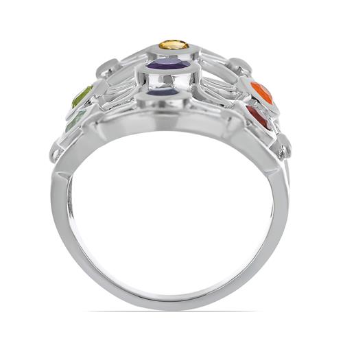 BUY NATURAL CHAKRA STONES RING IN STERLING SILVER 
